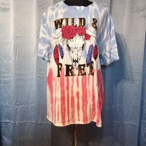 No Boundaries Blue and Red Tie-Dye T-Shirt